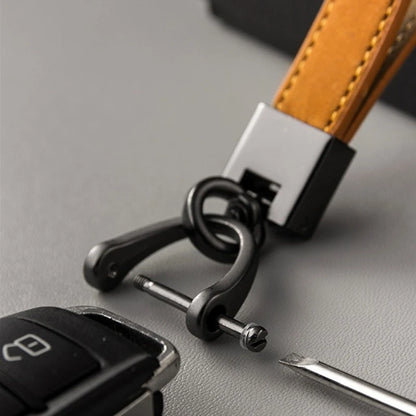 Car Key Chain Luxury Genuine Leather Keychain Pure Color Buckle Car Key Ring Car Accessories Gift Car Keychain