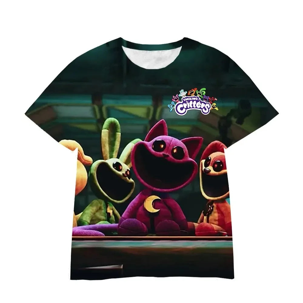 Smiling Critters T Shirt Kids Fashion Cartoon 3D Printed Casual Children Birthday Gift Baby Clothes Kids Short Sleeve T-shirts