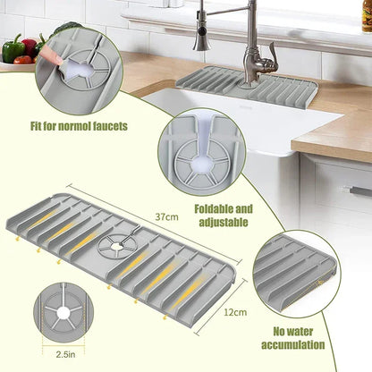 Sink Anti-spray and Drain Water Retaining Pad Silicone Faucet Splashproof Water Pad Absorbent Pad Bathroom Kitchen Accessories