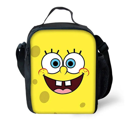 Cartoon Cute Child School Backpack with Lunch Bags ,Pencil Bags ,School Bags for S-spongebobS Boys Girls Best Gift