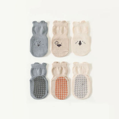 3/5 Pairs Baby Adorable Animals Pattern Non Slip Floor Socks, Breathable Casual Socks For Boys and Girls Kids Indoor Activities