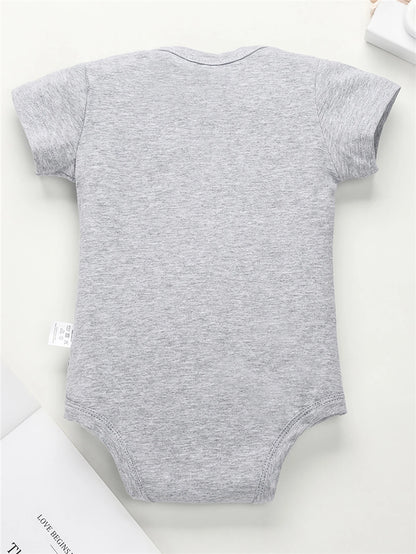 Funny Newborn Boys Girls Clothes 100% Cotton Onesie Text Pattern Short Sleeve Baby Romper Casual Comfortable Crew Neck Summer