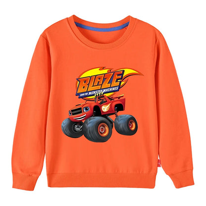 Autumn Kids Blaze And The Monster Machines Cartoon Funny Sweatshirts Children's Hoodies Baby Pullover Tops Girls Boys Clothes