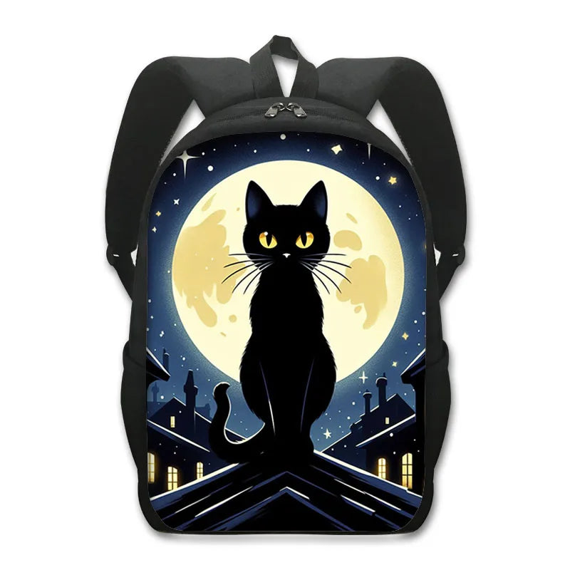 Moon Black Cat Print Backpacks Witchcraft Cat Starry Sky Teenager Daypack for Travel Storage Backpack Laptop Bags School Bag