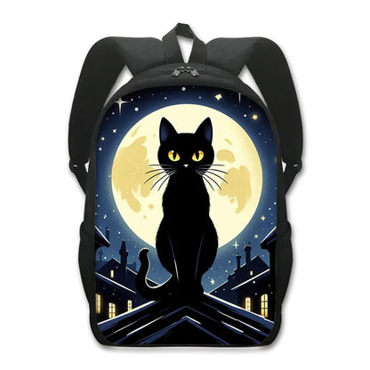 Moon Black Cat Print Backpacks Witchcraft Cat Starry Sky Teenager Daypack for Travel Storage Backpack Laptop Bags School Bag