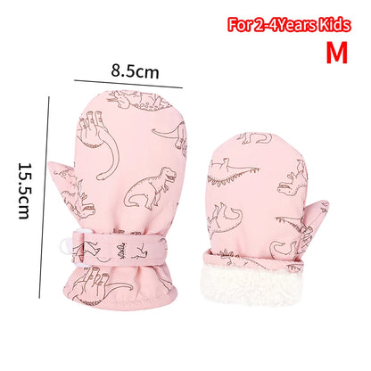 Kids Winter Ski Gloves Cute Cartoon Warm Mittens Non-slip Windproof Waterproof Outdoor Sports Gloves for Children Boys Girls