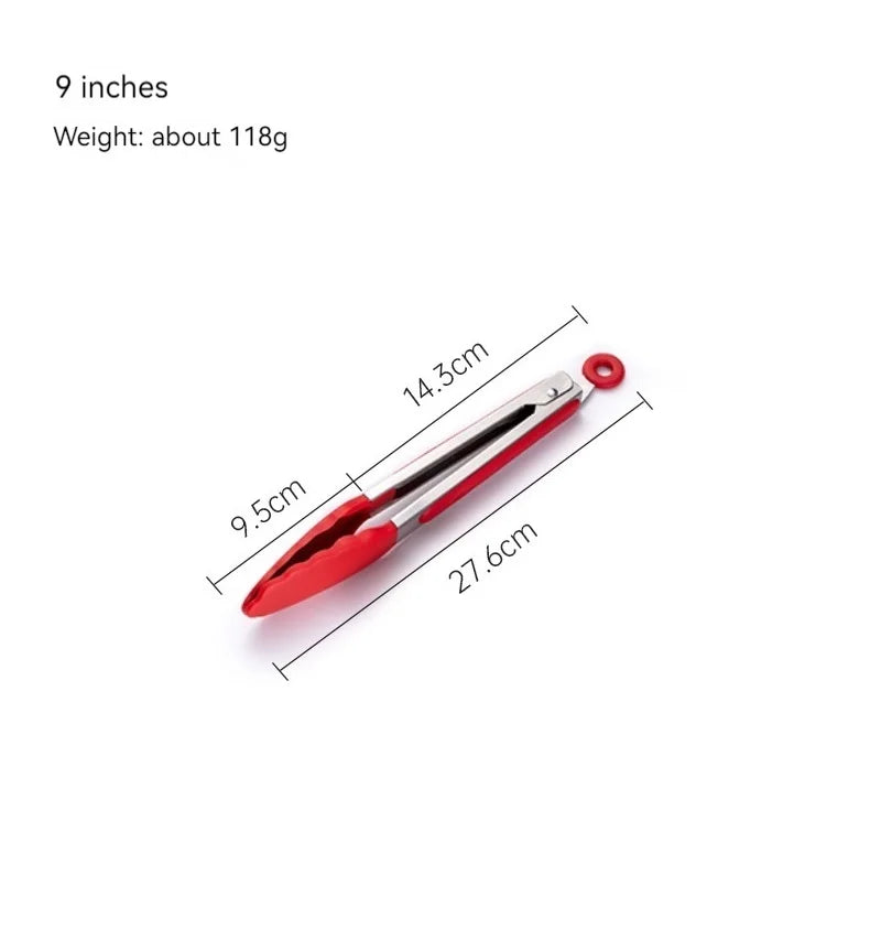 Food Grade Silicone Stainless Steel Anti-Scalding Food Tongs High Temperature Resistant Barbecue Tongs