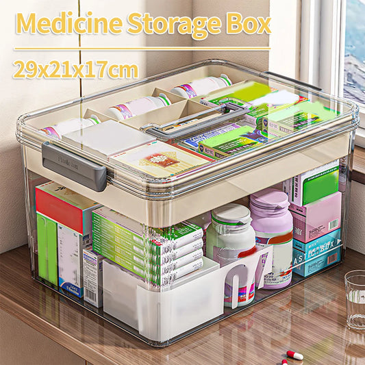 Medicine Box Drawer Home Light Luxury Transparent Multi layered Stackable Dust Proof Large Capacity Desktop Storage Organizer