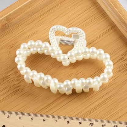 Elegant Pearls Beads Hairpin for Women Fashion Geometric Hair Claw Barrettes Headwear Horsetail Hair Clips Hair Crab Accessories