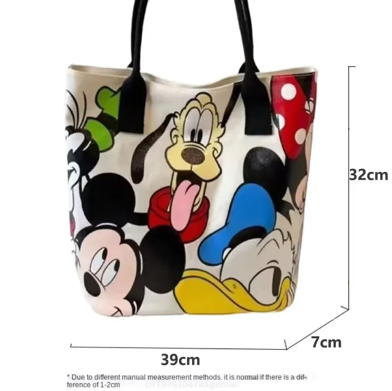 Disney Donald Duck Large Capacity Women's Shoulder Bag Stitch Canvas Bag Women's Simple Student Handbag School Bag