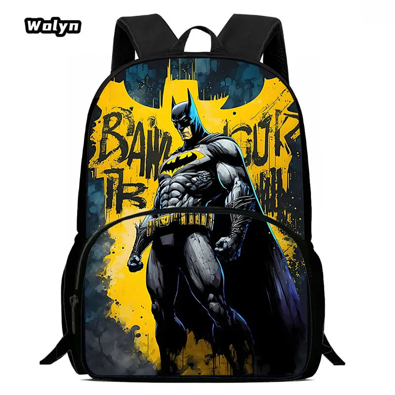 Cartoon Super Hero B-BatmanS LOGO Child Backpack,Shoulder Bag,Pencil Bag for 4-8 Years Old Anime School Bag for BoyGirl BestGift