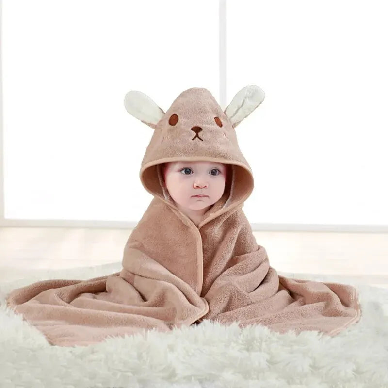 Hot Selling New Cartoon Animal Baby Bath Towel With Hood, Children's Soft And Fast Absorbent Coral Velvet Baby Bath Towel