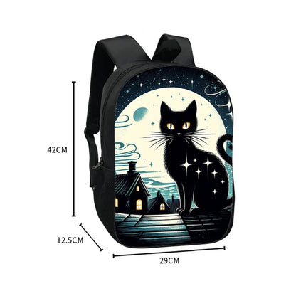 Moon Black Cat Print Backpacks Witchcraft Cat Starry Sky Teenager Daypack for Travel Storage Backpack Laptop Bags School Bag