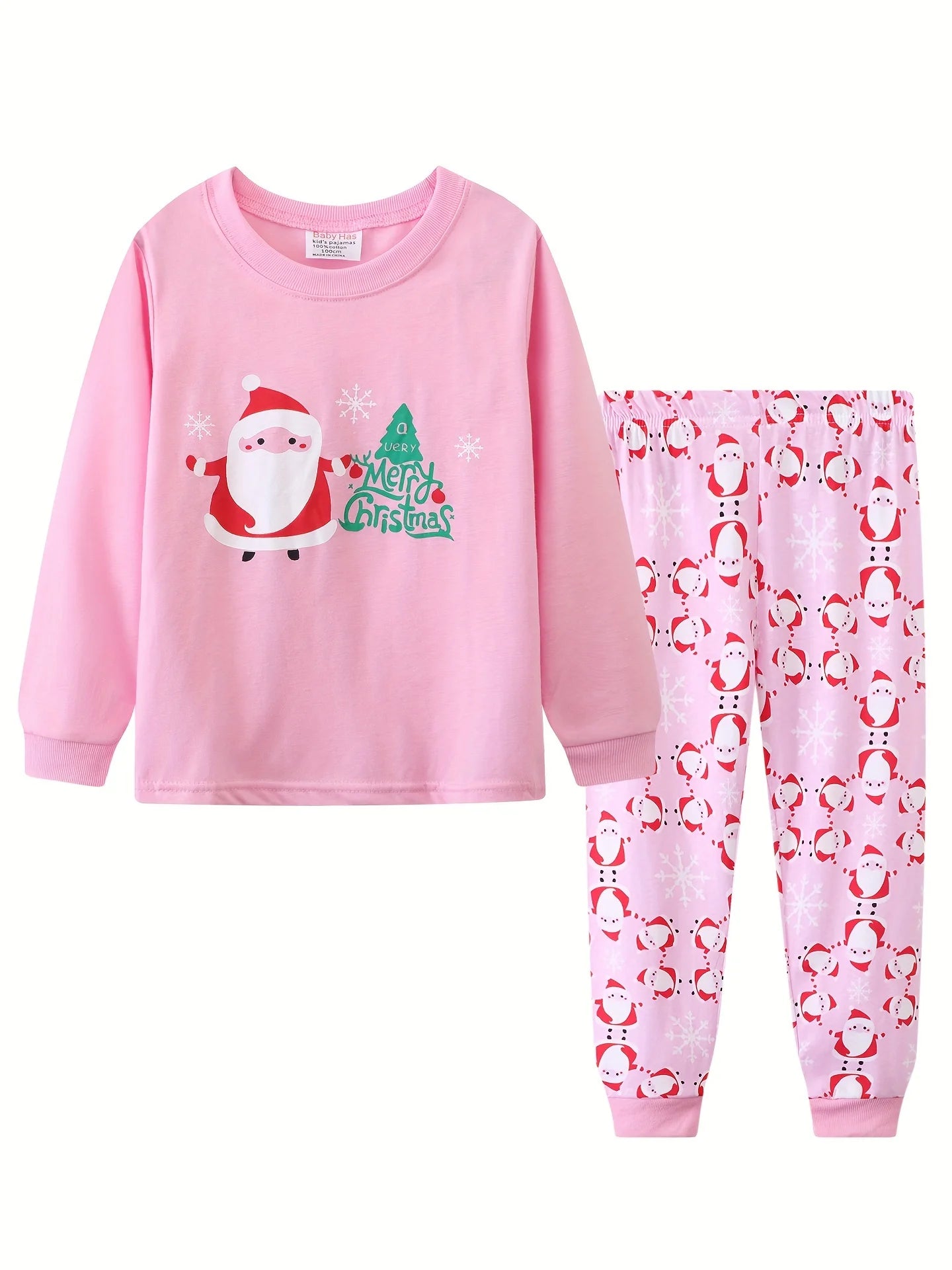 Kids Boys Pajamas Cartoon Christmas 2PCS Long Sleeved Autumn Winter Round Neck Long Sleeve Top & Pants Set