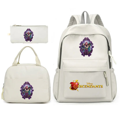 3pcs Disney Descendants Backpack with Lunch Bag for Women Student Teenagers School Bags Comfortable Travel Sets