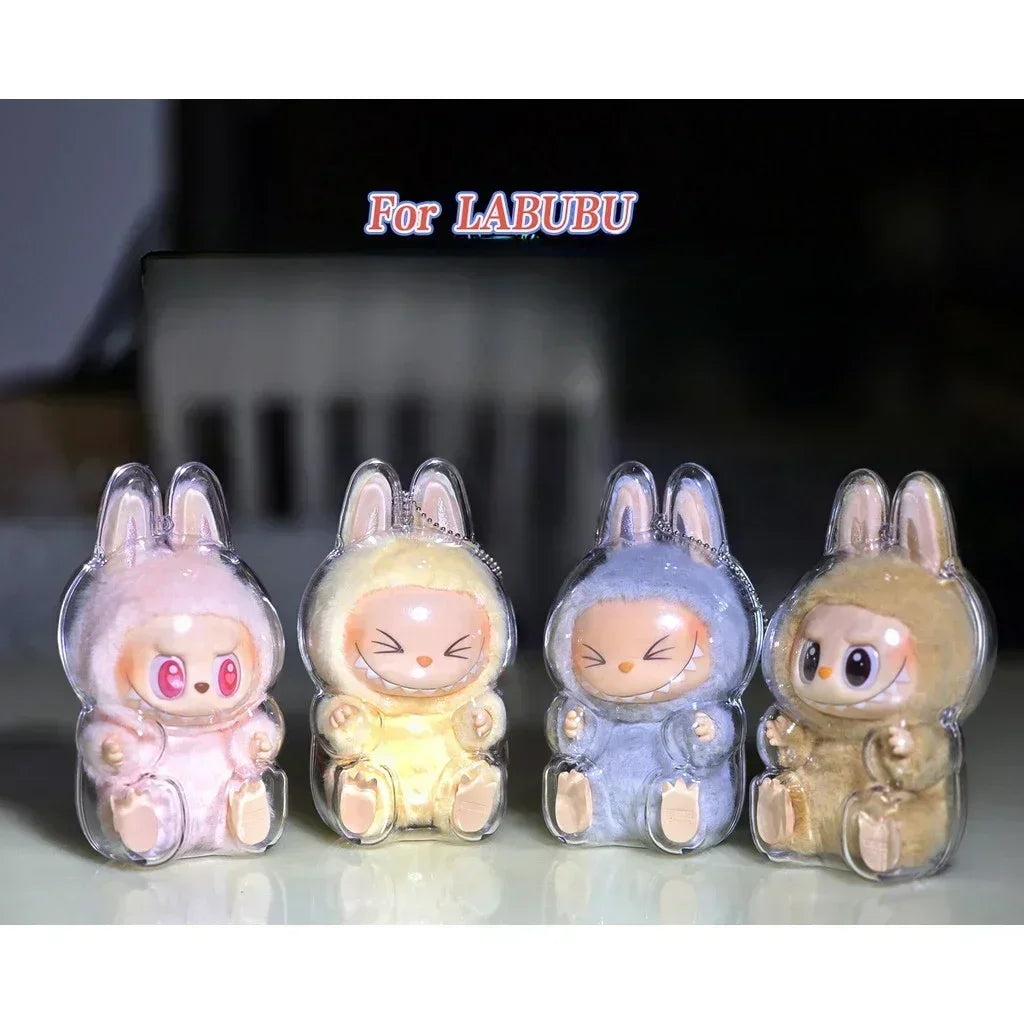 Protective Acrylic Case shell Transparent Portable Cable Organizer Box For Labubu V1 V2 Thickened Doll Bag Keychain Bags