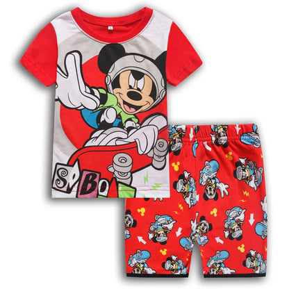 2pcs/set New Kids Short Sleeved Suit Toddler Costume Mickey Clothes Baby Boys Pajamas Set girl Children Tshirt Shorts Set