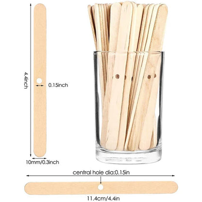 50PCS Wooden Candle Wick Holders Simple Aromatherapy Candles Bars Holders for Candle Making Fixing Tool with Hole Wooden Stick