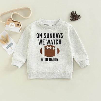 2022-09-02 Lioraitiin 0-6Years Toddler Kids Girl Boy Sweatshirt Ball Season Daddy Mommy Letters Football Print Pullover Tops