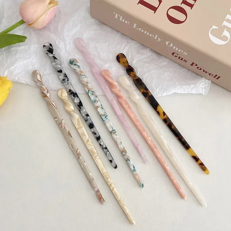 Chinese Style Hair Sticks Vintage Acetate Resin Chopstick Women Hairpins Clip Pin Headwear Wedding Jewelry Accessories