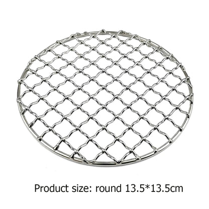 Stainless Steel Camping Grill Grate Mesh Pads Square Round Grilling Net Fire Cooking Outdoor Activities Traveling Picnic BBQ Pad