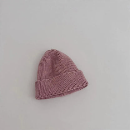 Autumn Winter Knitsuit Boy Girl Children Candy Color Solid Casual Knitted Hat Baby Warm Soft Cotton Cap Kid Fashion Kniting Caps