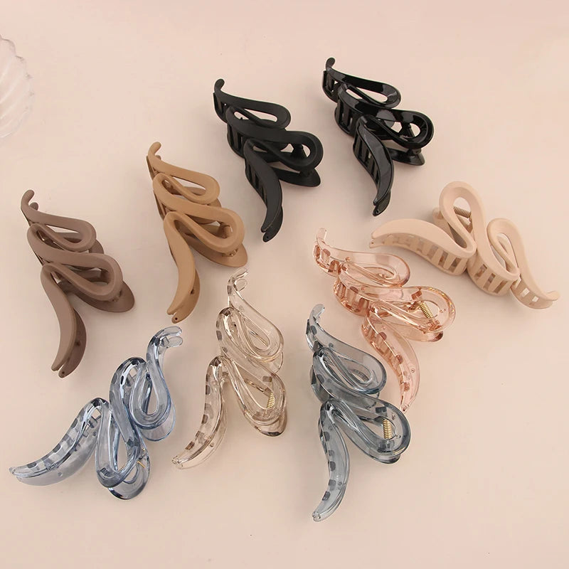 Fashion 13CM Oversized Wavy Frosted Matte Transparent Bright Shark Clip Headdress Hairpin Hair Accessories For Women Girls New