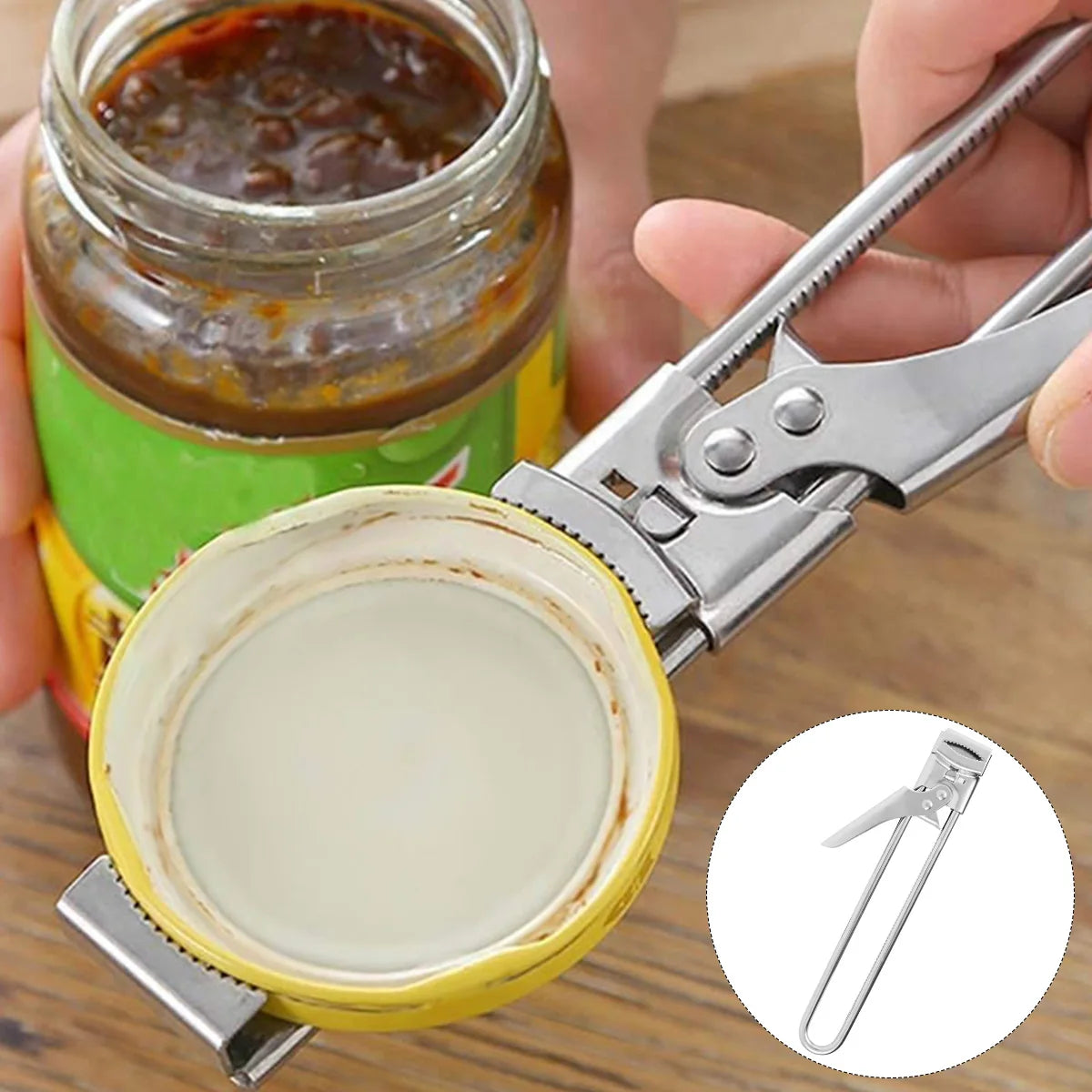 Jar Opener Adjustable Manual Bottle Opener Stainless Steel Can Opener Jar Lid Gripper Portable Home Can Lid Removal Tool Gadget