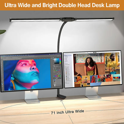 Double/Single Head LED Desk Lamp Dimmable PC Monitor Light USB Table Lamps Reading Lights Eye Protection 3 Color Mode For Office