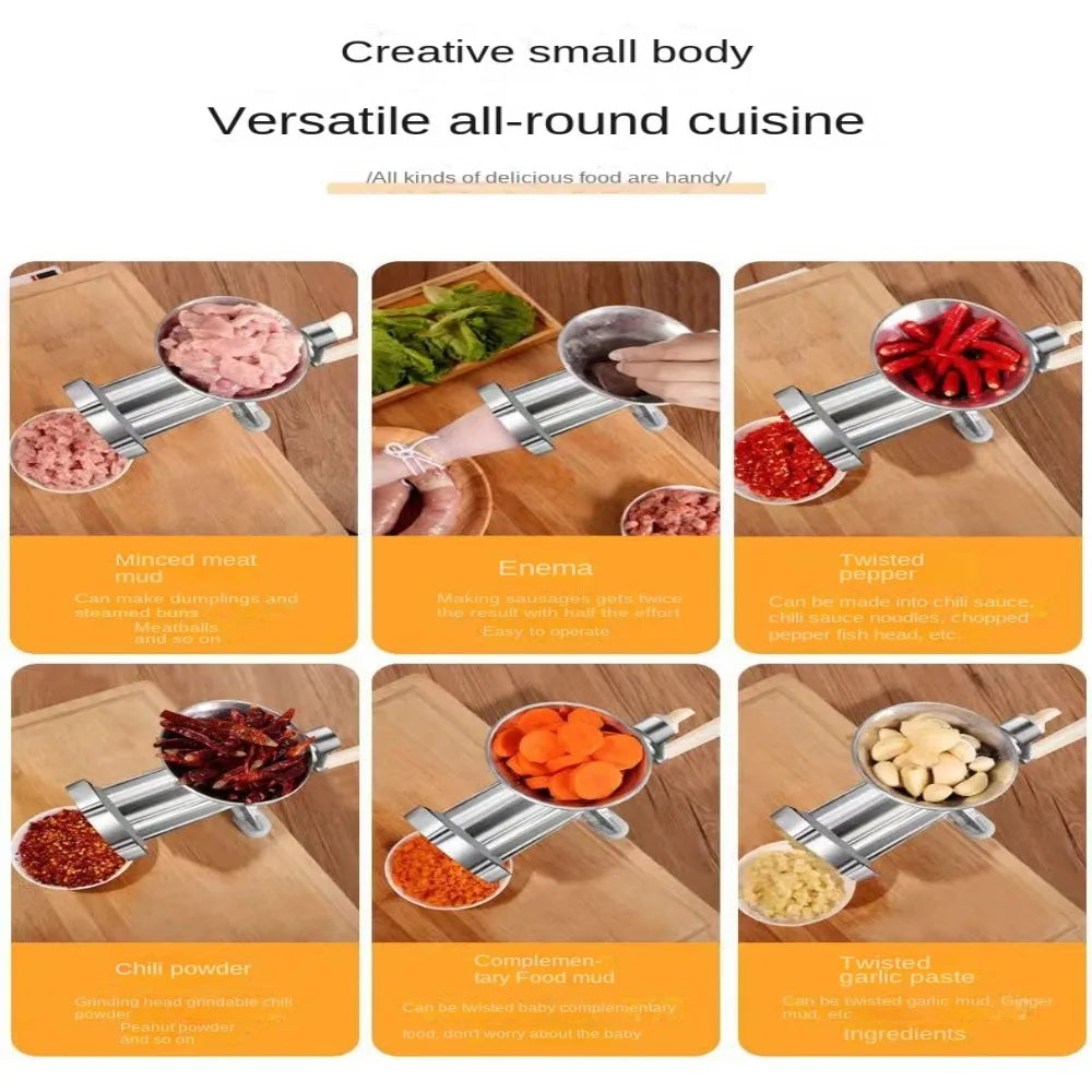 Adjustable Heavy Duty Meat Mincer Grinder Hand Operated Manual Kitchen Noodles Grinder Sausage Filler Fruit Beef Pasta Maker