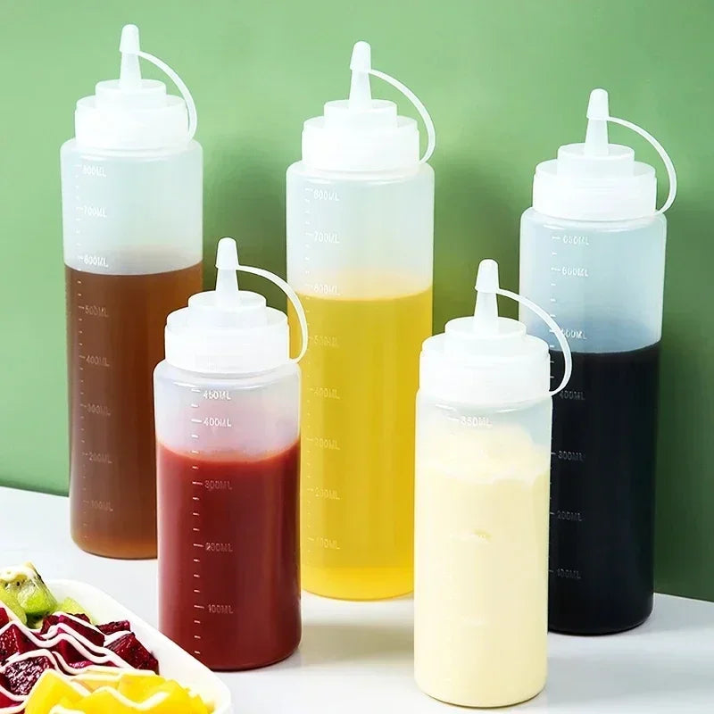 Large Squeeze Condiment Bottles with Nozzles Ketchup BBQ Sauces Olive Oil Bottle Dispenser Squeeze Sauce Bottle Kitchen Gadget