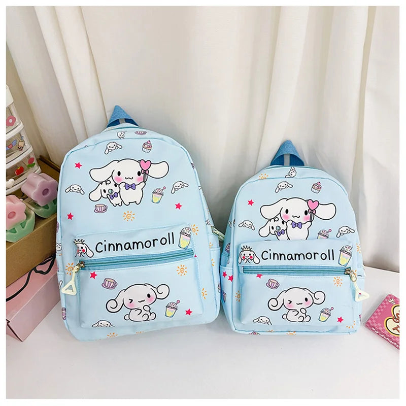 Sanrio Kuromi Hello Kitty My Melody Cinnamoroll Cartoon Backpack Cute Pompom Purin Pochacco School Bag For Adults Kids Sac A Dos