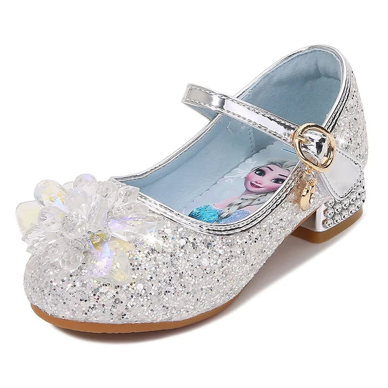 2024 Spring New Children's Shoes Ice And Snow Romance Princess Elsa Shoes Girl's Fashion Sandals Crystal Princess Shoes