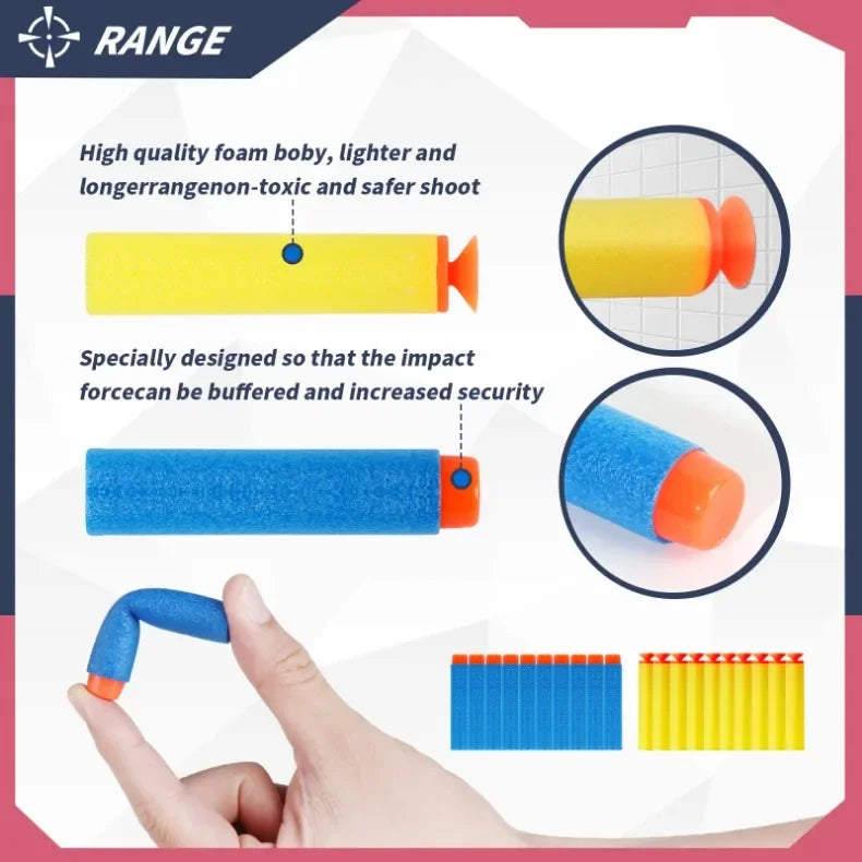 Kids 6-Shot Soft Bullet Gun with 20 Bullets Target Wristband Nerf Blaster Toy Gun Indoor Outdoor Shooting Dart Blaster Gift