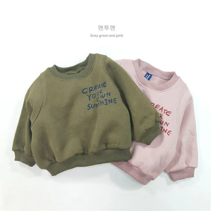 Children Casual Sweatshirts Unisex Trends Pullovers Boys Girls Vintage Streetwear Tracksuit 1-6Y Kids Letter Fashion Hoodies