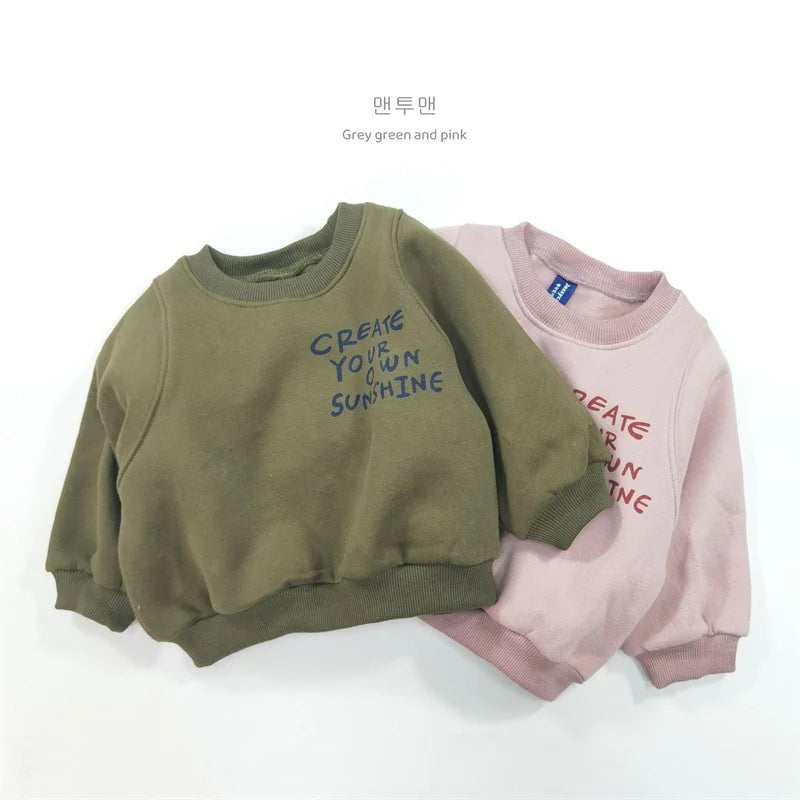 Children Casual Sweatshirts Unisex Trends Pullovers Boys Girls Vintage Streetwear Tracksuit 1-6Y Kids Letter Fashion Hoodies