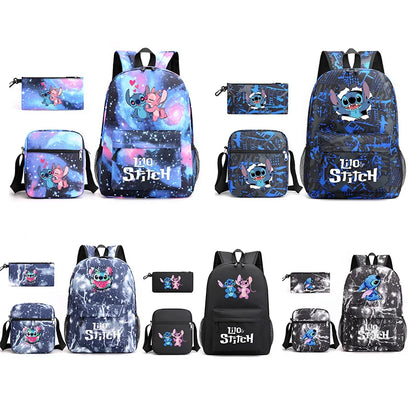 Disney Lilo Stitch 3Pcs/Set Bookbag Kids Backpack Boys Girls School bags Daily Backpacks Mochilas Shoulder Bag Set