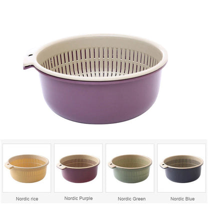 1 Set Double Drain Basket Bowl Washing Storage Basket Strainers Bowls Drainer Vegetable Cleaning Colander Cocina Kitchen Gadgets