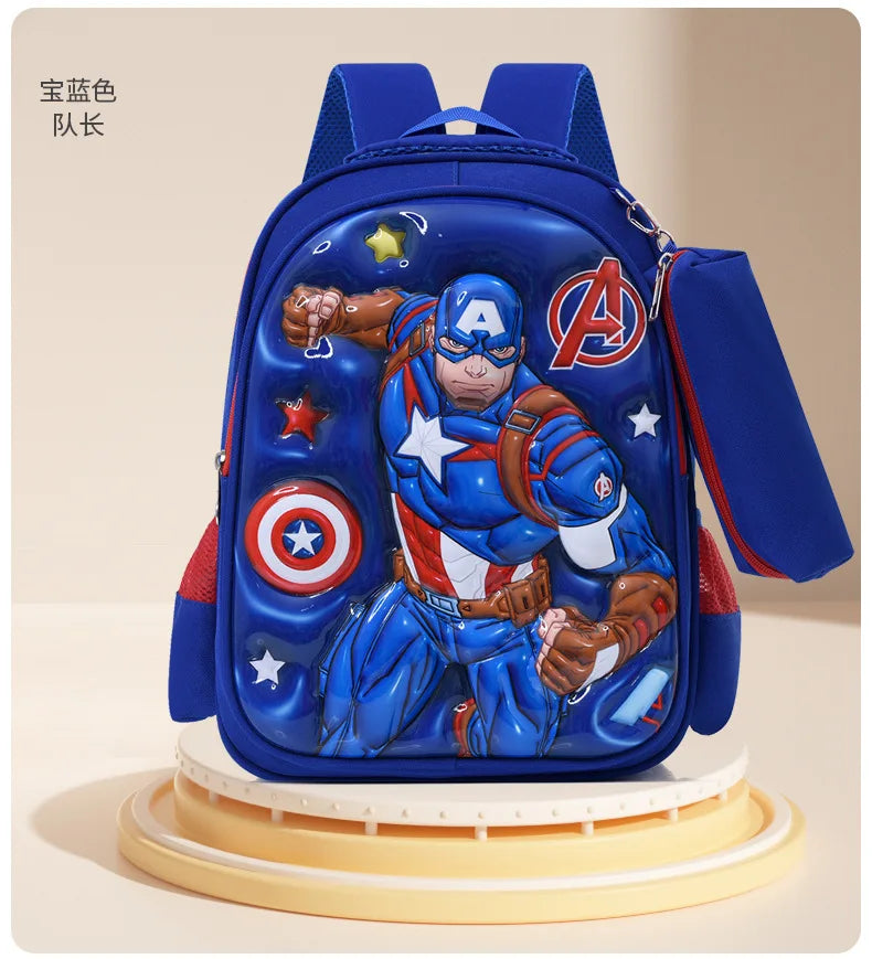 Marvel Children Backpack for Grades 1-3 3D Hard Shell Anime Cartoon Batman Sofia Lightweight Breathable Waterproof Bags Gifts