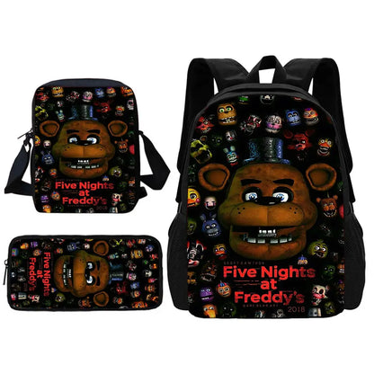 Cartoon Five Night At Freddy Child School Backpack With Shoulder Bag Pencil Bags School Bags for Boys Girls Best Gift