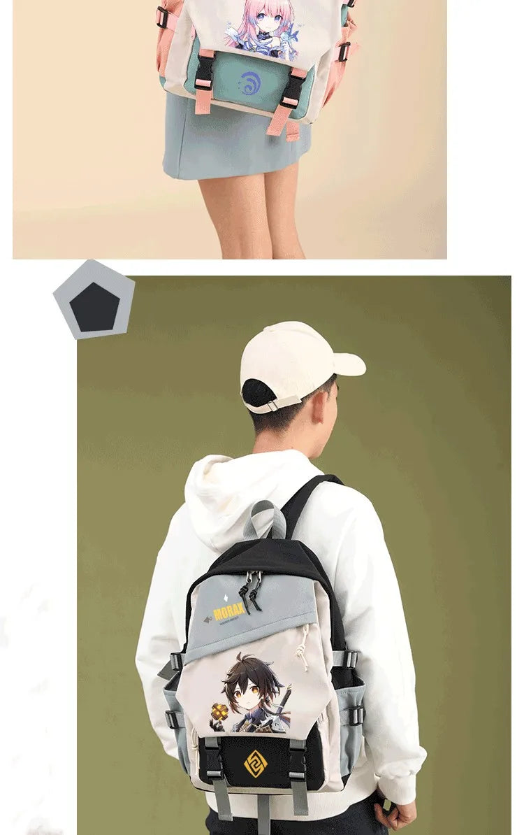 Genshin Impact Anime Cosplay Students School Bag Backpack Beelzebul Ayaka Xiao Bookbag Travel Rucksack Outdoor Boys Girls Gifts