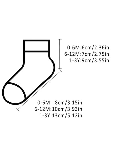 5pairs/set Baby Cartoon Pattern & Solid Color Socks