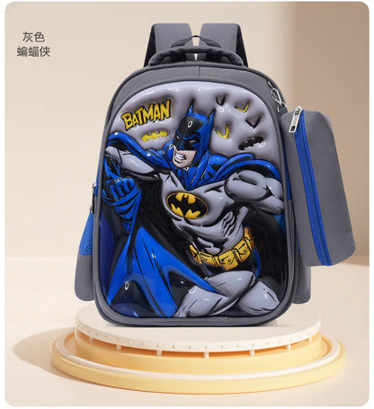 Marvel Children Backpack for Grades 1-3 3D Hard Shell Anime Cartoon Batman Sofia Lightweight Breathable Waterproof Bags Gifts