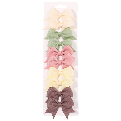 10Pcs/Set New Cute Solid Ribbon Bowknot Hair Clips for Baby Girls Handmade Bows Hairpin Barrettes Headwear Kids Hair Accessories