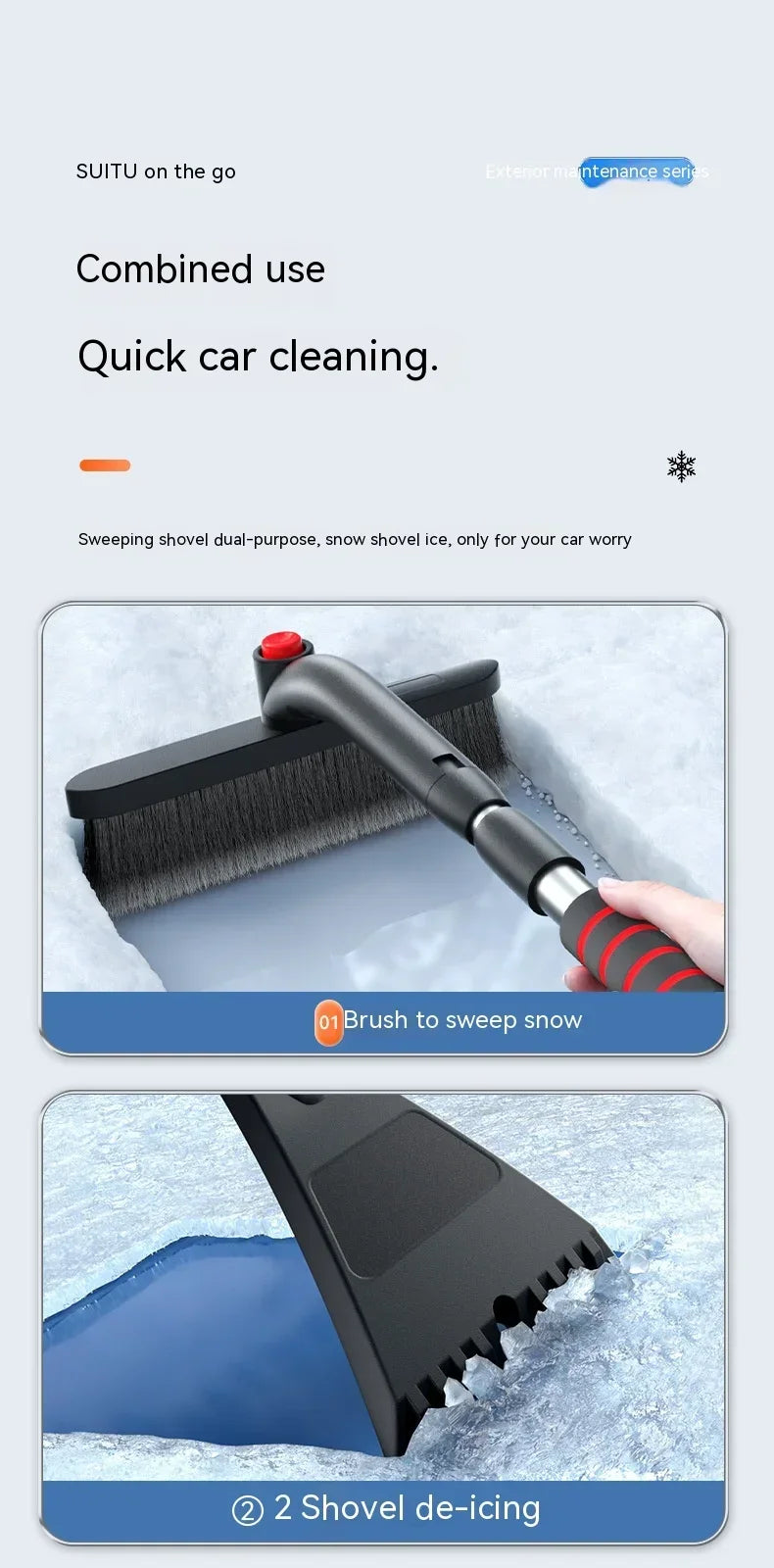 Car Snow Shovel Extendable Ice Scraper Snow Brush Detachable Windshield Snow Remove Broom Winter Auto Cleaner Tool Accessories