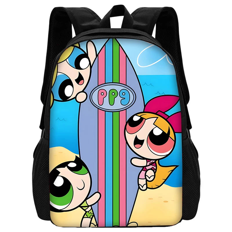 3 pcs set Cute Anime Powerpuffs Girlss Child School Backpack with Lunch Bags ,Pencil Bags ,School Bags for Boys Girls Best Gift