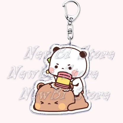 Cute Bubu Dudu Keychains Baby Grey Bear White Panda Keyring for Accessories Bag Pendant Key Chain Jewelry Fans Couple Love Gifts