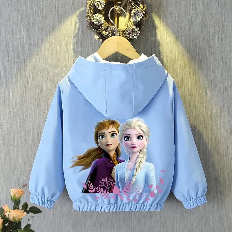 Baby Girls Spring Autumn Frozen Jacket Coats Clothes Little Girls Cartoon Elsa Anna With Hooded Collar Sweatshirt Kids Clothing