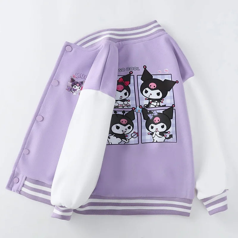 Sanrio Girls Boys Cartoon Kuromi Jacket Children Teen Coats Spring Autumn Kids Single breasted Jackets Casual Sports Outerwear