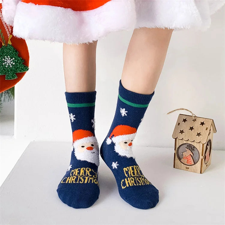 3Pairs/pack Kids Socks for Girls Boys Print Cotton Baby Socks for New Year Children's Christmas Socks For Girls Boys 1-12Years